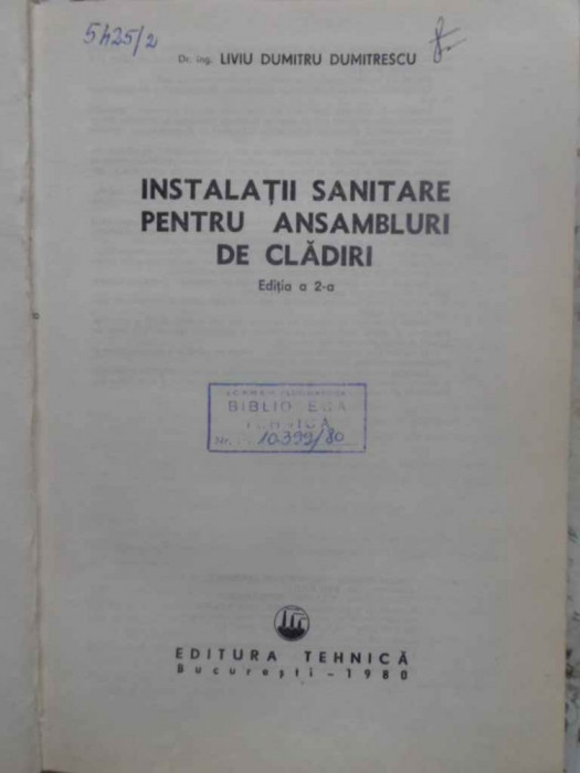 INSTALATII SANITARE PENTRU ANSAMBLURI DE CLADIRI-LIVIU DUMITRU DUMITRESCU