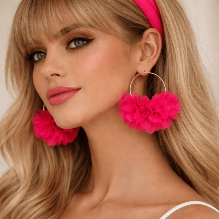 Cercei Floare Roz