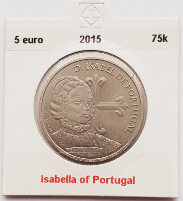2185 Portugalia 5 Euro 2015 Isabella of Portugal km 865 foto