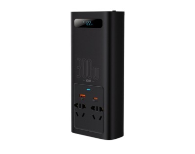 INVERTOR ELECTRIC auto Baseus, IGBT, 2 x AC, 1 x USB Type-C, 1 x USB, 300W 220V, conectare auto 12V, negru &amp;quot;CGNB010101&amp;quot; (timbru verde 2.00 lei) - 6932 foto