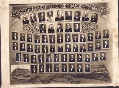 PM186N Absolvenții Școalei Inferioare de Mișcare și Comerț CFR din Cluj, 1937-1938, studio Opera Florescu, Cluj foto