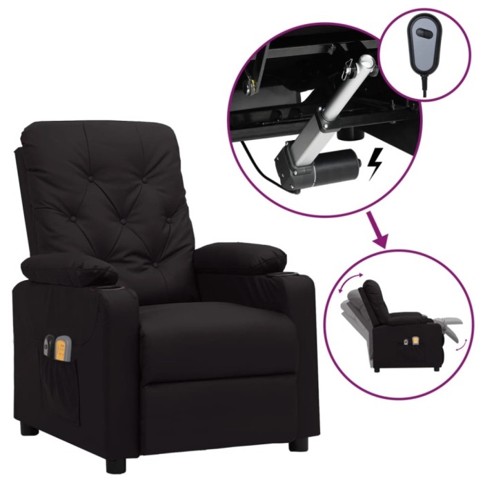vidaXL Fotoliu de masaj electric, negru, piele ecologică