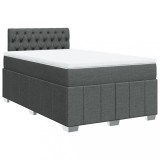 Cumpara ieftin Pat box spring cu saltea, gri inchis, 120x190 cm, textil