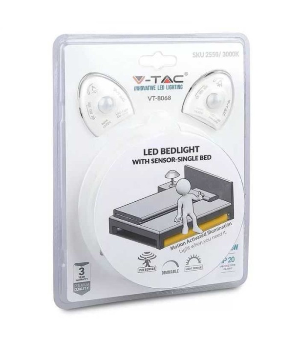 Kit banda LED cu senzor de miscare pentru iluminat pat 3000K