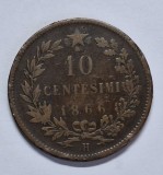 10 Centesimi 1866 - moneda veche cu patina frumoasa