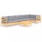 Set mobilier gradina cu perne gri, 7 piese, lemn masiv de pin