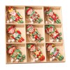 Set 18 decoratiuni de craciun din lemn, flippy, cu snur pentru agatare in brad, model elfi, diferite dimensiuni, multicolor
