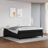 VidaXL Pat box spring cu saltea, negru, 160x200 cm, piele ecologică