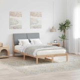 vidaXL Cadru de pat Maro și gri deschis 135 x 190 cm Lemn masiv de pin 878759