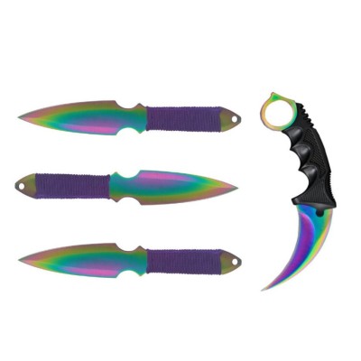 Set format din 3 cutite aruncat la tinta si cutit Karambit Fade EMS-8956 foto