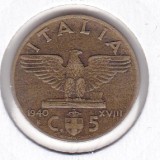 Italia 5 Centesimi Victor Emmanuel III 1940, Europa, Bronz