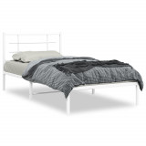 VidaXL Cadru de pat din metal cu tăblie, alb, 100x200 cm