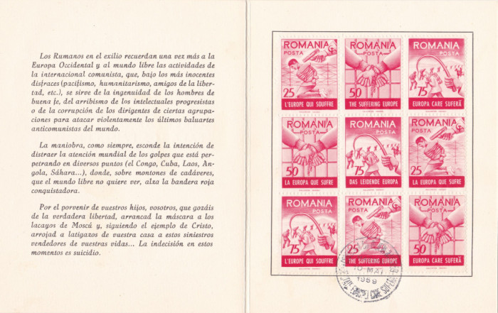 ROMANIA EXIL 1961 - 3 CARNETE FILATELICE MISCAREA LEGIONARA - PRO AMNISTIA