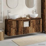 Cumpara ieftin Set dulap de baie suspendat 3 buc. Lemn vechi 129 x 41 x 80 cm