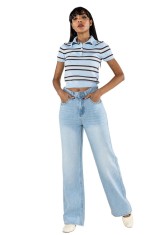 Blugi dama wide leg Nina Carter albastru deschis T001-1 M7