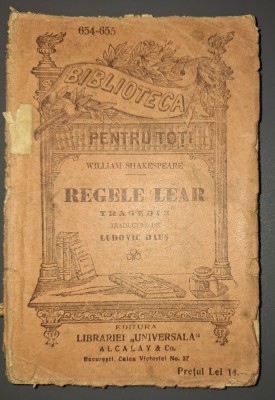 William Shakespeare - Regele Lear (BPT 654-655) foto