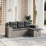 Gossi set canapea de gradina cu perne, 4 piese, gri, poliratan