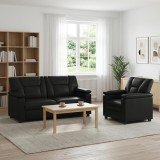 Cumpara ieftin Set de canapea 2 pcs Negru Piele artificiala