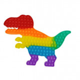 Jucarie antistres din silicon Pop it now, forma Dinozaur, multicolor, urias, Flippy
