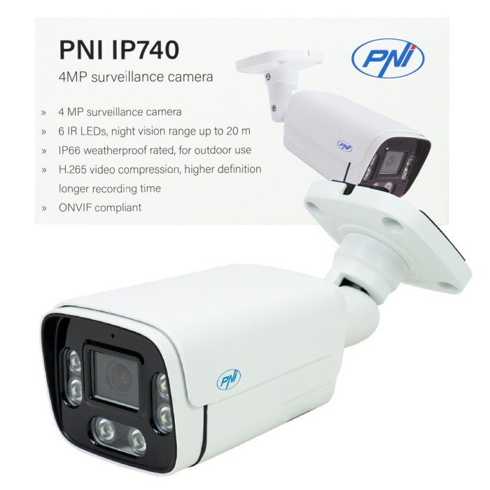 Aproape nou: Camera supraveghere video PNI IP740 4MP, 6 LED-uri IR, IP66, alb at&acirc;t
