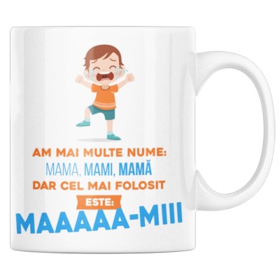 Cana alba personalizata &amp;quot;Am mai multe nume, dar cel mai folosit este maaaaamiii&amp;quot;, INOVATIX&amp;reg;. 330ml foto