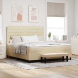 Cumpara ieftin Pat cu somieră cu saltea și bancă crem 180x200 cm Țesătură