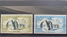 Teritoriul Sudic si Antarctic Francez (TAAF) 1956 Fauna/ Pinguini, serie MNH, 2v foto