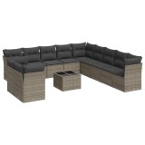 Cumpara ieftin Set canapea de gradina cu perne, 12 piese, gri, poliratan
