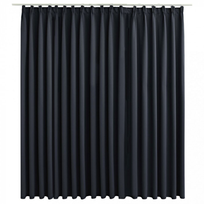 Draperie opacă, negru, 290 x 245 cm, cu c&acirc;rlige
