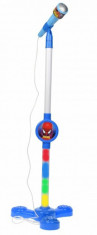 Microfon de jucarie pentru copii, Spider-Man, conectare la telefon cu sunete si lumini - DS0051E foto
