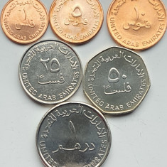 set 6 monede Emiratele Arabe Unite 1, 5, 10, 25, 50 fils 1 Dirham UNC - A40