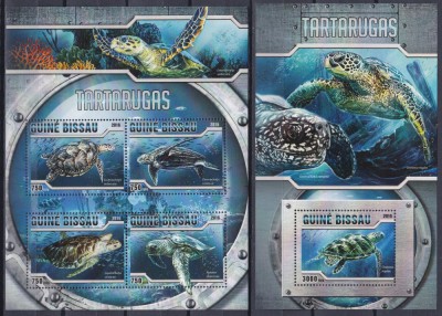 DB1 Fauna Marina Guineea Broaste Testoase MS + SS MNH foto