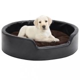 Cumpara ieftin Pat pentru c&acirc;ini, negru/gri, 69x59x19 cm, pluș/piele ecologică