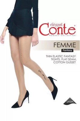 Ciorap cu model imitație tatoo, Conte Fantasy Femme - Nero, 4-L Standard foto
