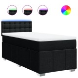 Cumpara ieftin Pat box spring cu saltea, negru, 80x200 cm, textil