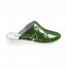 Saboti medicali femei, din piele naturala lacuita, sifonata Med-Line BR298NPLAVERDE