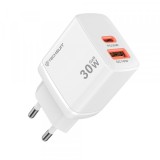 Incarcator Retea Techsuit CH1 Duonix, 30W, 3A, 1 x USB-A - 1 x USB-C, Alb