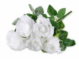 Cumpara ieftin Set 4 buchete Trandafiri artificiali albi verzi 46 cm