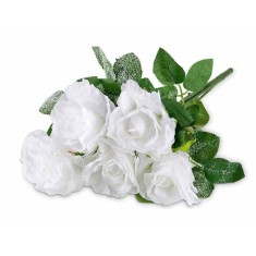 Buchet Trandafiri artificiali albi verzi 46 cm