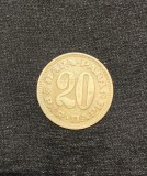 Moneda 20 para 1973 Iugoslavia, Europa