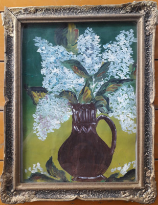 Tablou Cană cu flori &amp;ndash; pictură pe h&amp;acirc;rtie foto