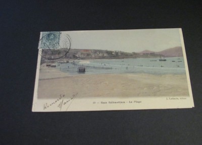 Carte Poștală Vintage Spania - San Sebasti&amp;aacute;n, Plajă (cel mai probabil din perioada 1900&amp;ndash;1940) foto