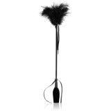 Secret play Riding Crop Black bici din piele ecvestru cu accesoriu de pene Black 52 cm