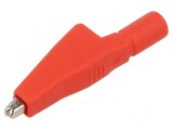 Bornă crocodil 10A roșie pentru cabluri max. 7,9mm