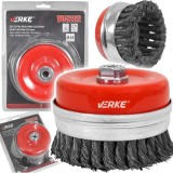 Perie sarma tip cupa, cu toroane, otel, 100mm, M14, pentru polizor, Verke