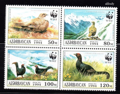 AZERBAIJAN 1994, Fauna, Pasari, WWF, serie neuzata, MNH foto