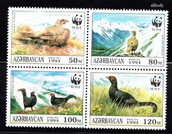AZERBAIJAN 1994, Fauna, Pasari, WWF, serie neuzata, MNH