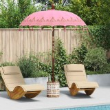 vidaXL Parasol Balinez 260 Roz 180-190 cm Bumbac și lemn masiv 3356905