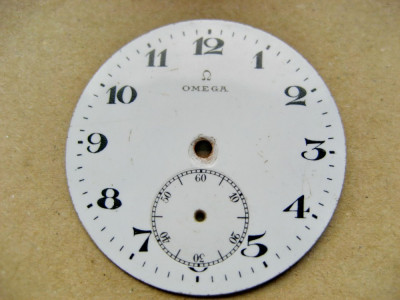 A316-Cadran Omega portelan ceas buzunar vechi barbat. foto