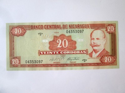 Rară! Nicaragua 20 Cordobas 1999 UNC la cel mai mic pret foto